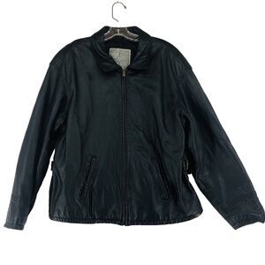 Middlebrook Park Jacket Mens Large Black Leather Lined 15099 Biker Bomber Vtg